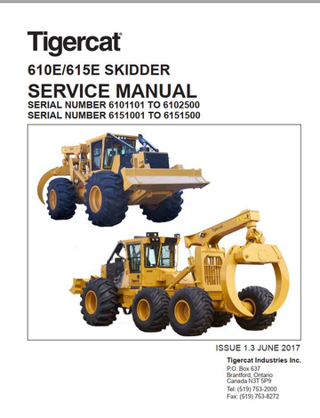 Tigercat Skidder 610E 615E Operator & Service