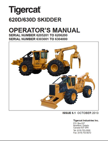 Tigercat Skidder 620D 630D Operator & Service
