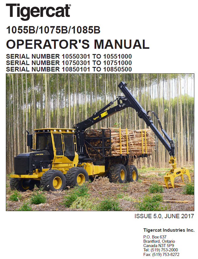 TIGERCAT 1055B FORWARDER OPERATOR/USER MANUAL (10550301-10551000)