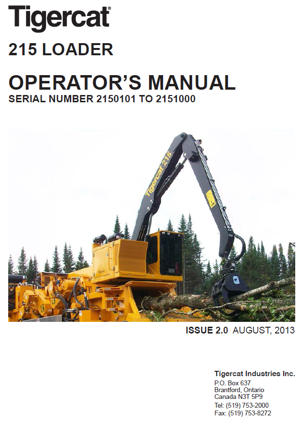 TIGERCAT 215 LOADER OPERATOR/USER MANUAL (2150101-2151000)