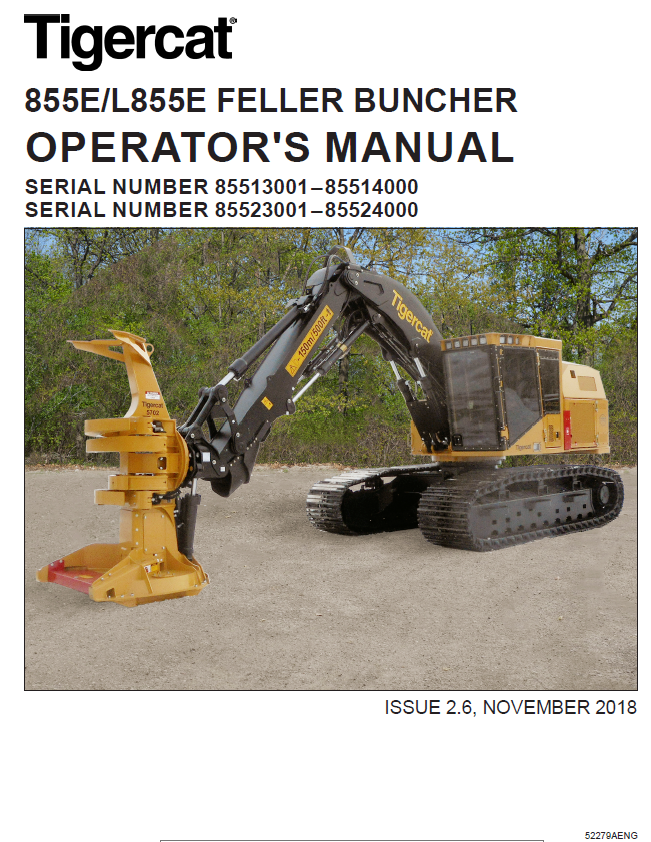 TIGERCAT L855E FELLER BUNCHER OPERATOR/USER MANUAL (85523001-85524000)