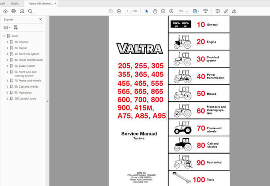 VALTRA 205-900, 415M, A75, A85 & A95 Tractor Service Manual PDF Repair Guide