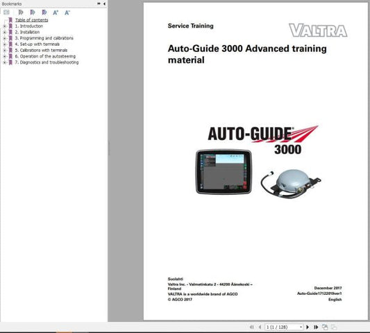 Valtra Auto-Guide 3000 Advanced Service Training Manual PDF | Repair & Diagnostics Guide