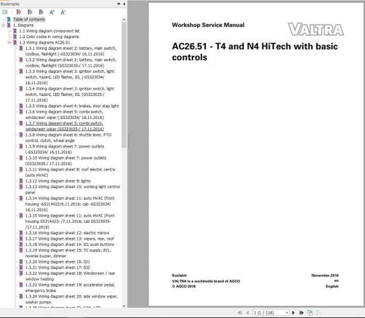 Valtra AutoControl System T4, N4 HiTech Electrical Diagram Manual AC26.51