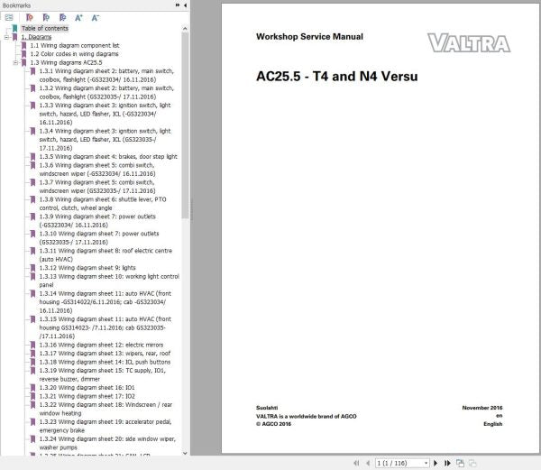 Valtra AutoControl System T4, N4 Versu Electrical Diagram Manual AC25.5
