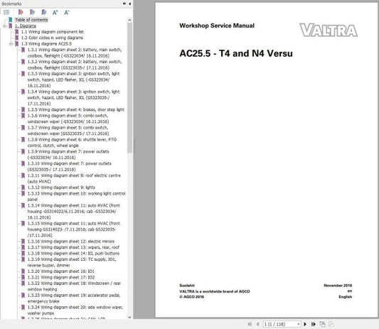 Valtra AutoControl System T4, N4 Versu Electrical Diagram Manual AC25.5