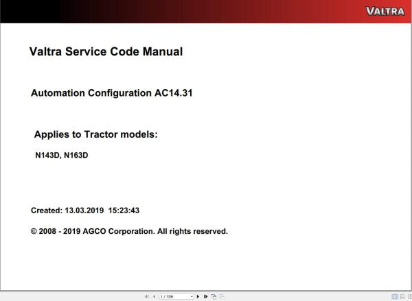 Valtra Automation Configuration AC14.31 Service Code Manual