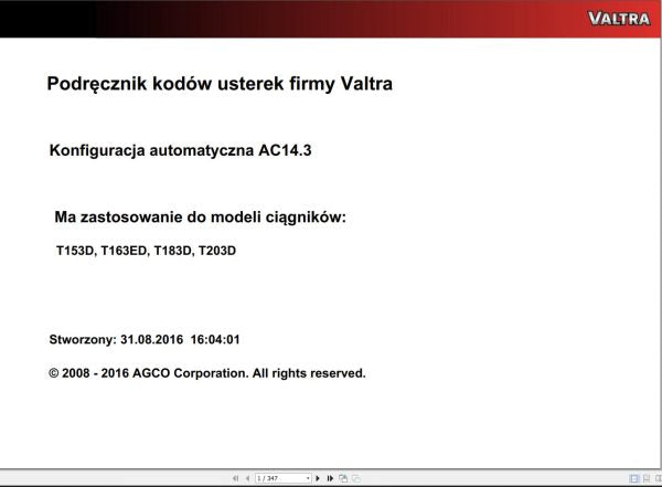 VALTRA AUTOMATION CONFIGURATION AC14.3 SERVICE CODE MANUAL