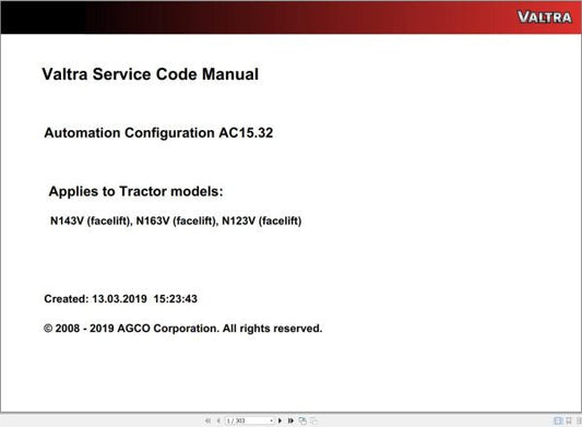 VALTRA Automation Configuration AC15.32 Service Code Manual – Complete Technical Guide