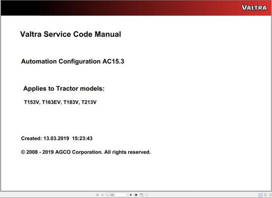 VALTRA AUTOMATION CONFIGURATION AC15.3 Service Code Manual PDF
