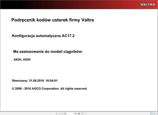 Valtra Automation Configuration AC17.2 Service Code Manual