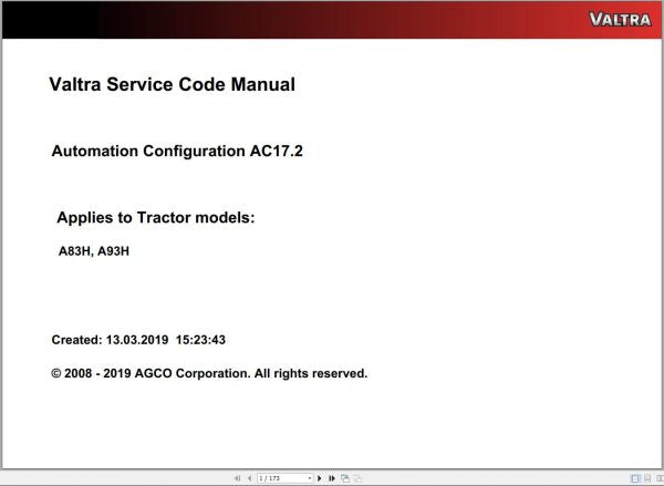 Valtra Automation Configuration AC17.2 Service Code Manual