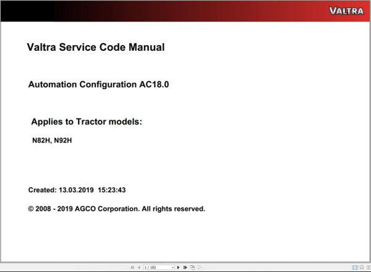 VALTRA AUTOMATION CONFIGURATION AC18.0 SERVICE CODE MANUAL