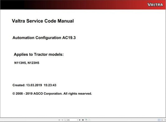 Valtra Automation Configuration AC19.3 Service Code Manual
