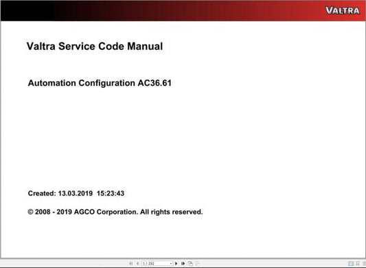 VALTRA AUTOMATION CONFIGURATION AC36.61 SERVICE CODE MANUAL