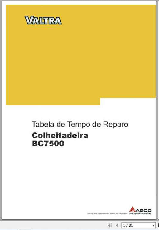 VALTRA SA Harvesting BC7500 Repair Time Schedule Manual PDF Guide