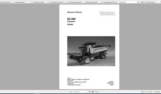 VALTRA SA BC800 Combine Operator’s Manual – Complete Harvesting Guide & Instructions