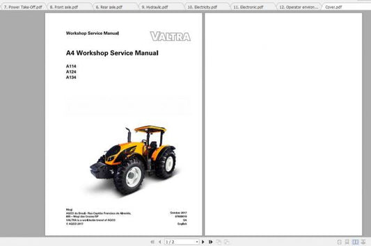Valtra SA Tractor A114, A124 & A134 Repair Time Schedule Manual PDF