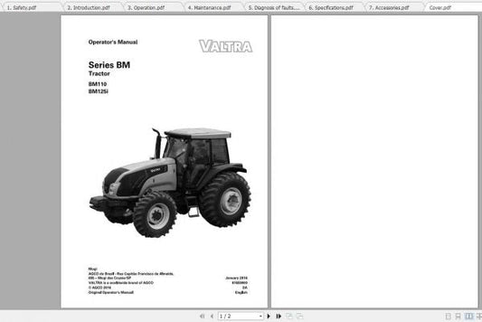 VALTRA SA Tractor BM110 & BM125I Operator’s Manual PDF – Complete Service Guide