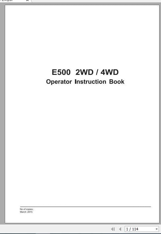 Valtra SA Tractor E500 2WD & 4WD Operator’s Manual PDF Download