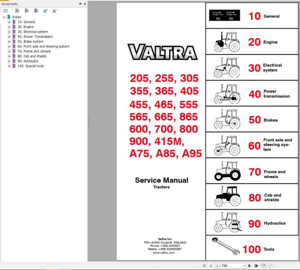 Valtra Tractor 205 to A95 Service Manual 39200212 – Repair & Maintenance Guide