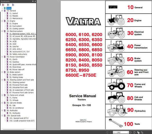 VALTRA Tractor 6000–8950 Service Manual – Complete Repair & Maintenance Guide