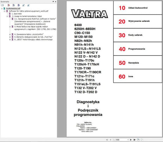 Valtra Tractor 6400 to T202D Diagnostics & Programming Manual [PDF]