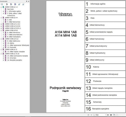 Valtra A104MH41A8 & A114MH41A8 Tractor Official Service & Repair Manual