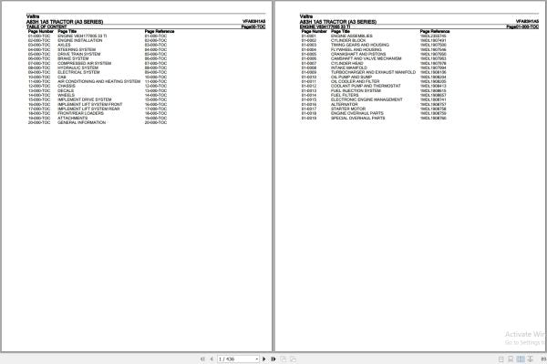 Valtra Tractor A83H 1A5 A3 Series Parts Catalog Manual (VFA83H1A5)