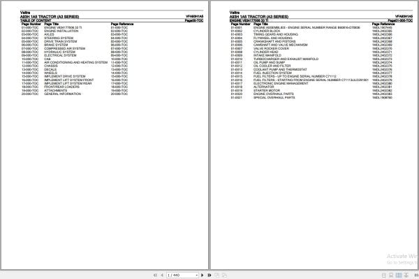 Valtra Tractor A93H 1A5 A3 Series Parts Catalog Manual (VFA93H1A5)