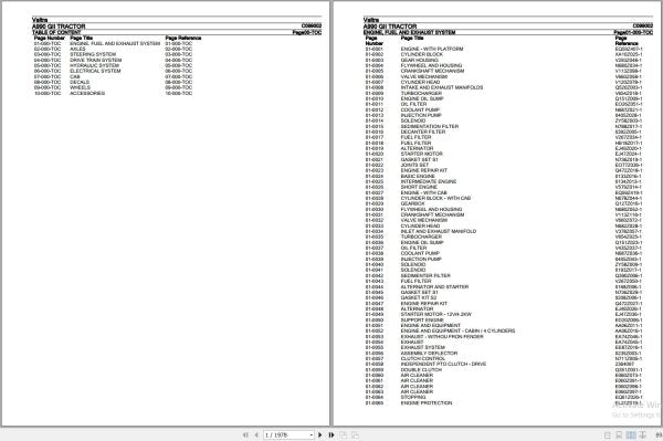 Valtra Tractor A990 GII Parts Catalog Manual (C099002) | PDF Download