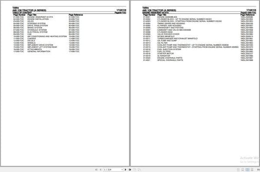 Valtra Tractor A95 (A Series 1D8) Parts Catalog Manual - VTA951D8
