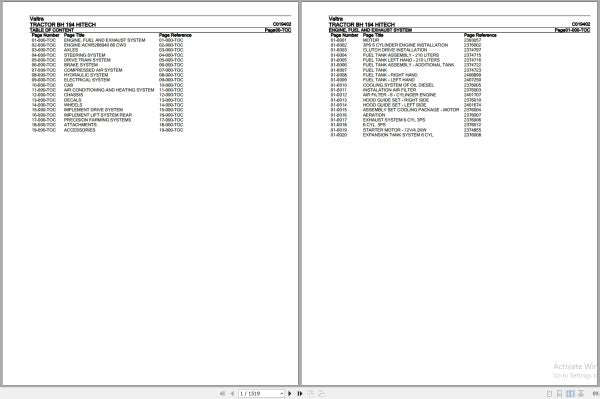 Valtra BH 194 HiTech Tractor Parts Catalog Manual (C019402) – Detailed Diagram & Parts List