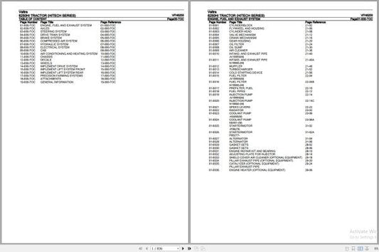 VALTRA TRACTOR HITECH SERIES 6250HI PARTS CATALOG MANUAL VFH6250