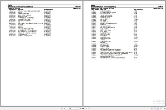 VALTRA TRACTOR HITECH SERIES 6750HI Parts Catalog Manual VFH6750