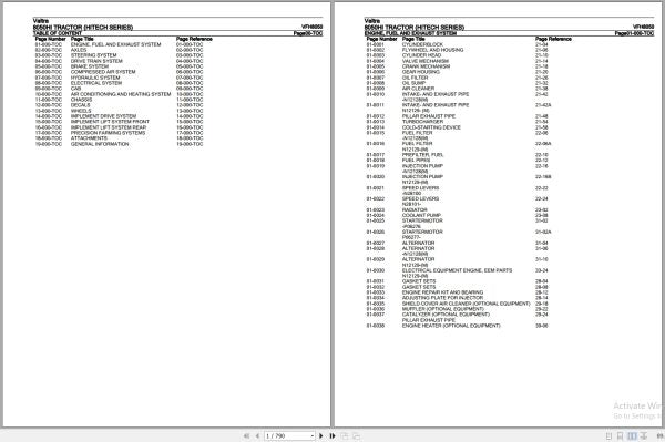 VALTRA TRACTOR HITECH SERIES 8050HI PARTS CATALOG MANUAL VFH8050