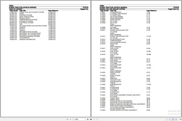 Valtra Tractor HiTech Series 8150HI Parts Catalog Manual VFH8150