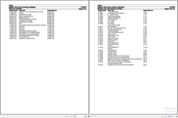 Valtra Tractor HiTech Series 8450Hi Parts Catalog Manual VFH8450 – PDF