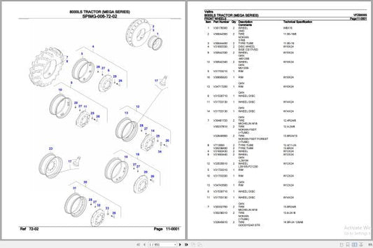 VALTRA TRACTOR MEGA SERIES 8000LS Parts Catalog Manual VFZ8000S – Complete Parts Reference