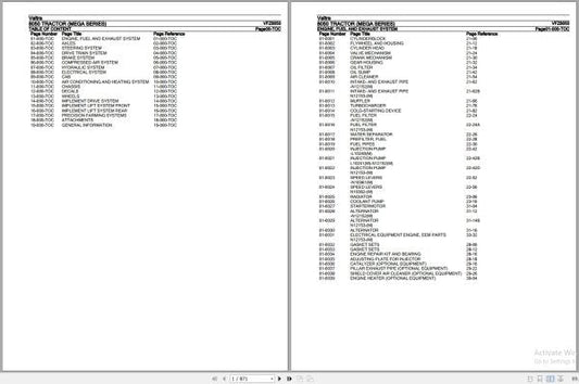 Valtra Mega Series 8050 Tractor Parts Catalog Manual VFZ8050