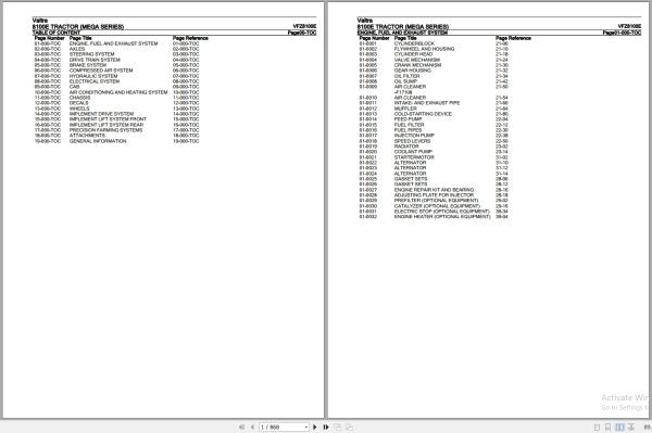 Valtra Tractor Mega Series 8100E Parts Catalog Manual VFZ8100E | OEM Parts Guide