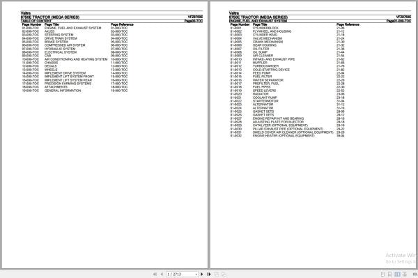 Valtra Tractor Mega Series 8750E Parts Catalog Manual – VFZ8750E