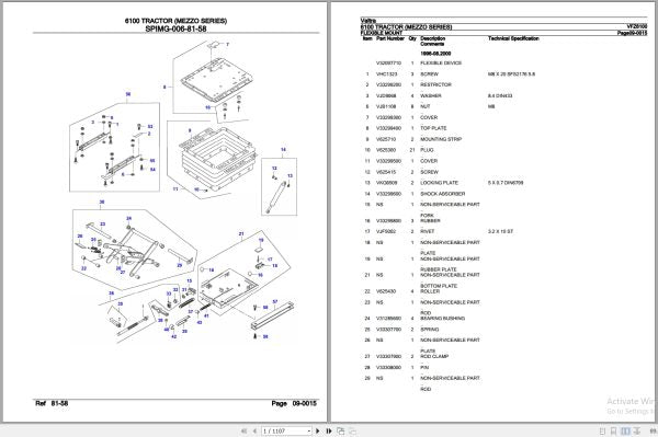 Valtra Mezzo Series 6100 Parts Catalog Manual VFZ6100
