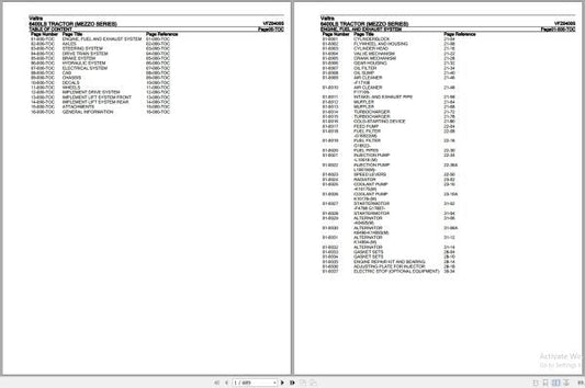 Valtra Tractor Mezzo Series 6400LS Parts Catalog Manual VFZ6400S