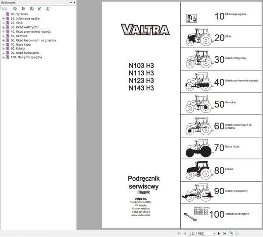 VALTRA Tractor N103H3, N113H3, N123H3 & N143H3 Service Manual