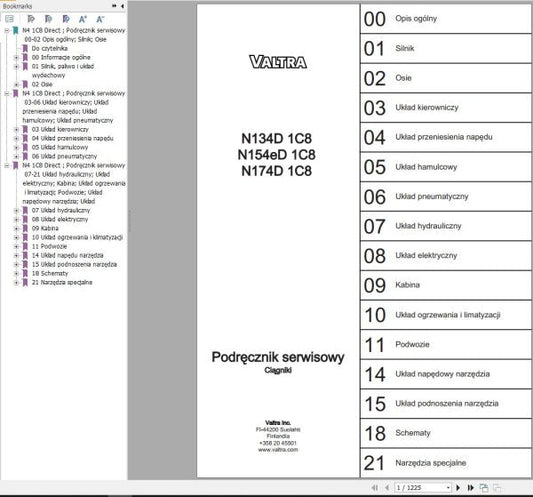 VALTRA Tractor N134D1C8, N154ED1C8 & N174D1C8 Service Manual