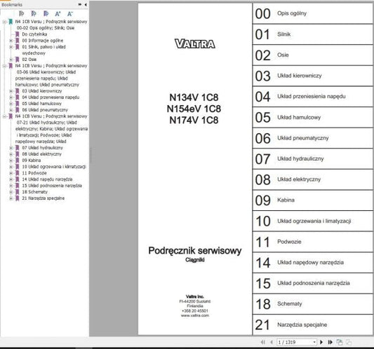 Valtra Tractor N134V1C8, N154EV1C8 & N174V1C8 Service Manual – Repair & Maintenance Guide
