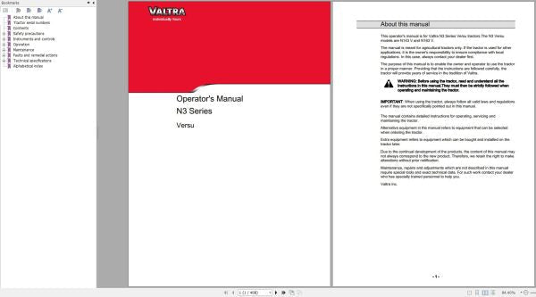 VALTRA N143V, N163V Tractor Operator’s Manual 39857213 – Repair & Service Guide