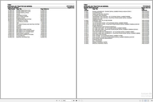 VALTRA TRACTOR N3 SERIES N103.4H5 LRC Parts Catalog Manual VFN10345LRC