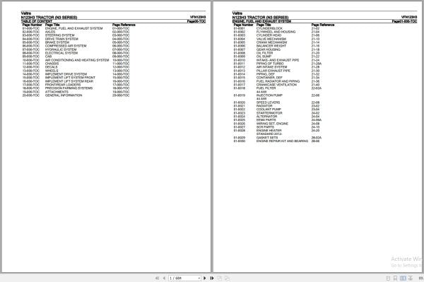 VALTRA TRACTOR N3 SERIES N123H3 PARTS CATALOG MANUAL – VFN123H3